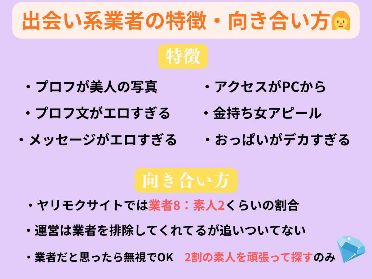 出会い系業者の特徴・向き合い方